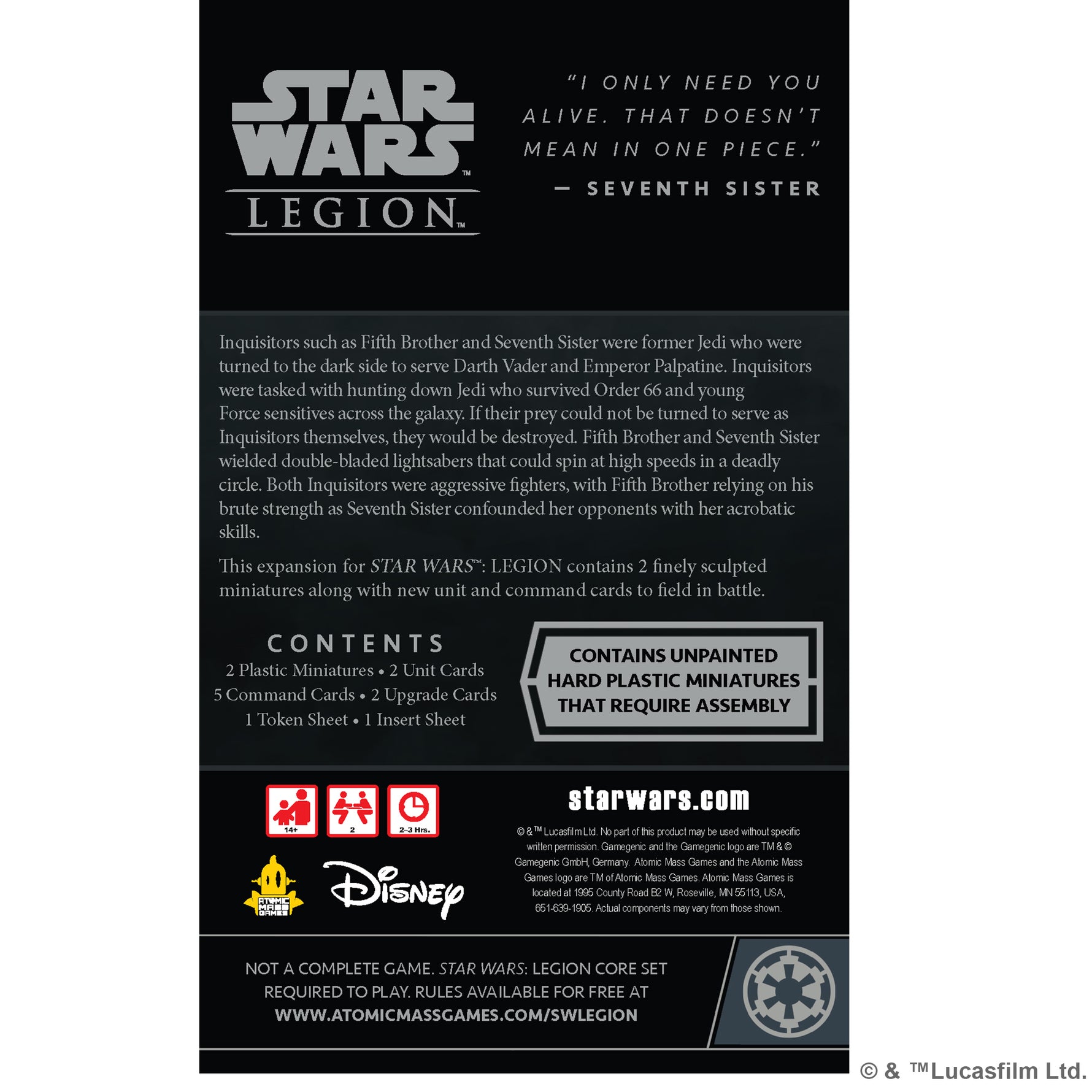 Star Wars : Legion - Fifth Brother and Seventh Sister Operative Expansion